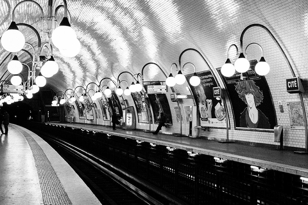 Paris Metro Cité in Black and White Print