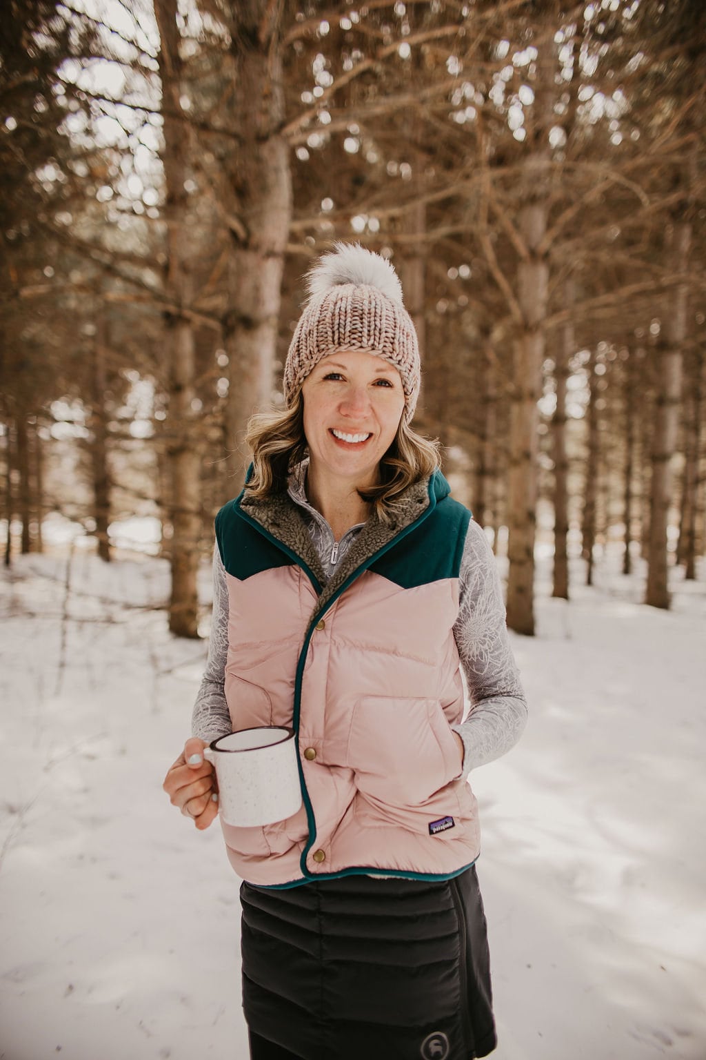 Pearl Gray Merino Wool Ribbed Knit Hat with Faux Fur Pom Pom