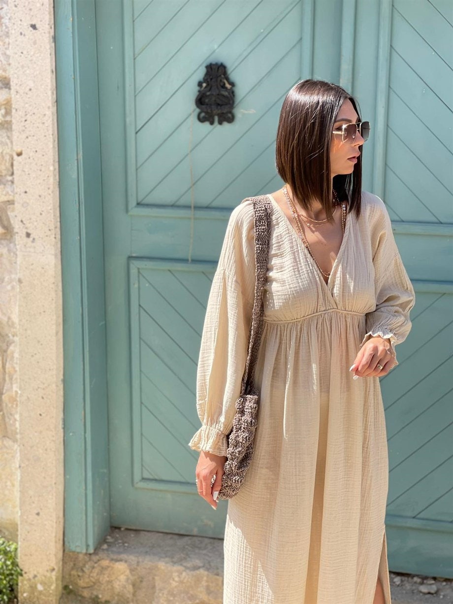 Organic Cotton Long Sleeve Summer Dress - The Peony Haus