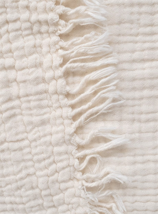 Cotton Beige Boho Throw Blanket - The Peony Haus