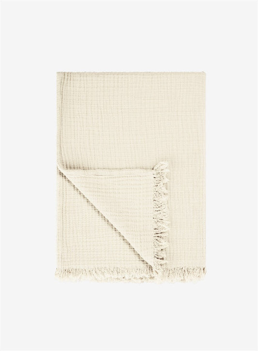Cotton Beige Boho Throw Blanket - The Peony Haus