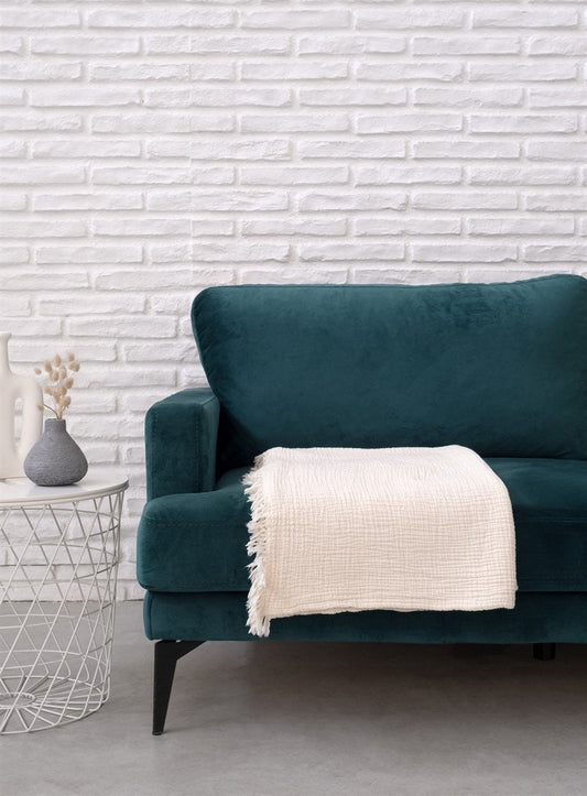 Cotton Beige Boho Throw Blanket - The Peony Haus