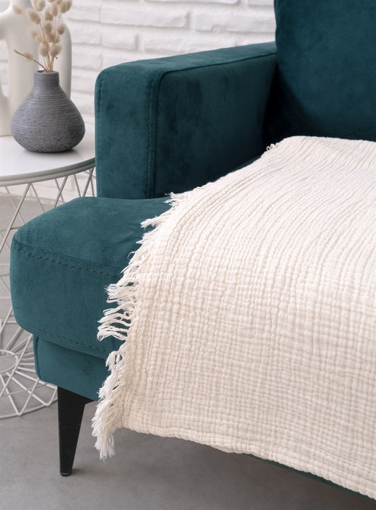 Cotton Beige Boho Throw Blanket - The Peony Haus