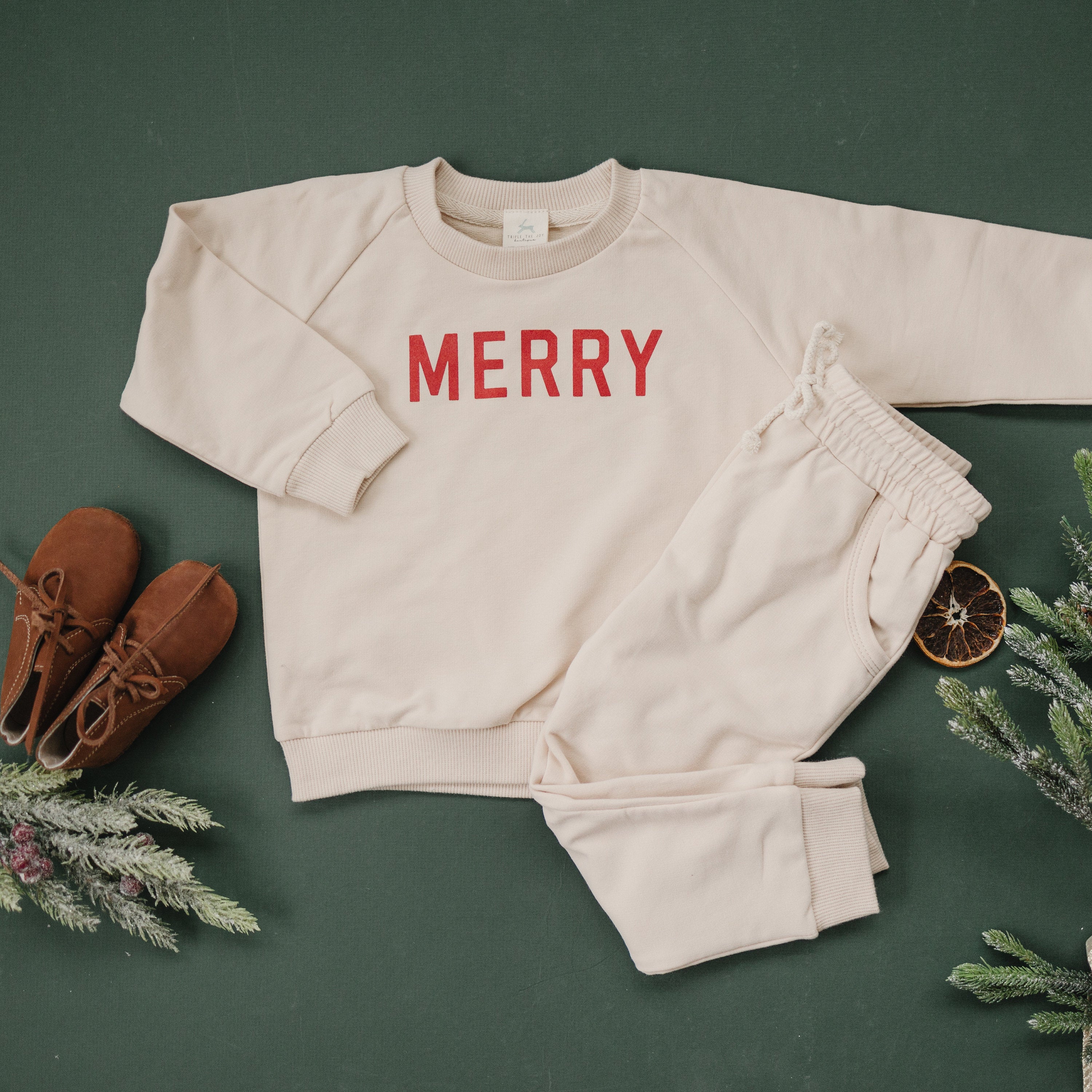 Merry Organic Cotton Crewneck Sweatshirt - Cream - 95% Cotton