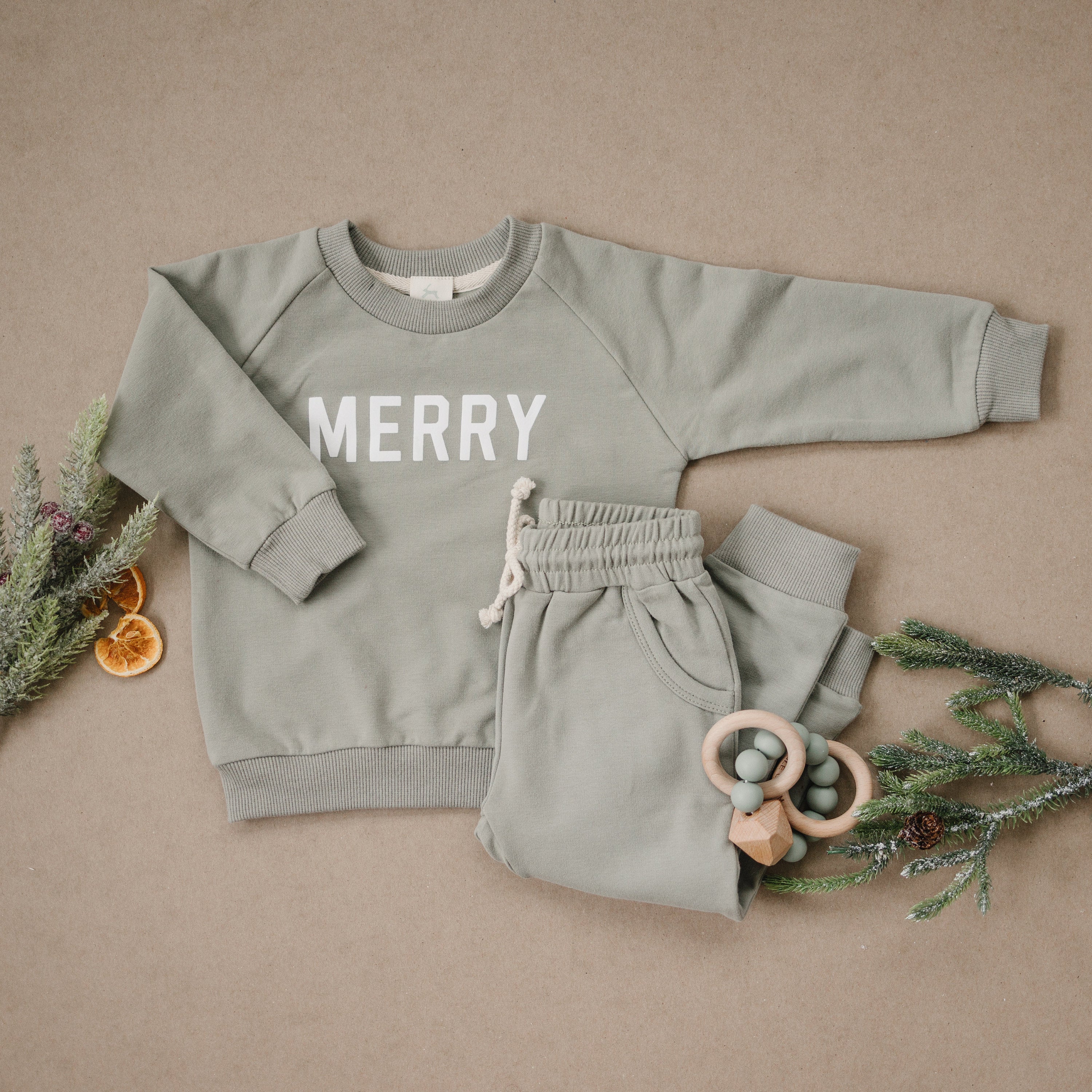 Merry Graphic Organic Cotton 2pc Jogger Set - 95% Cotton