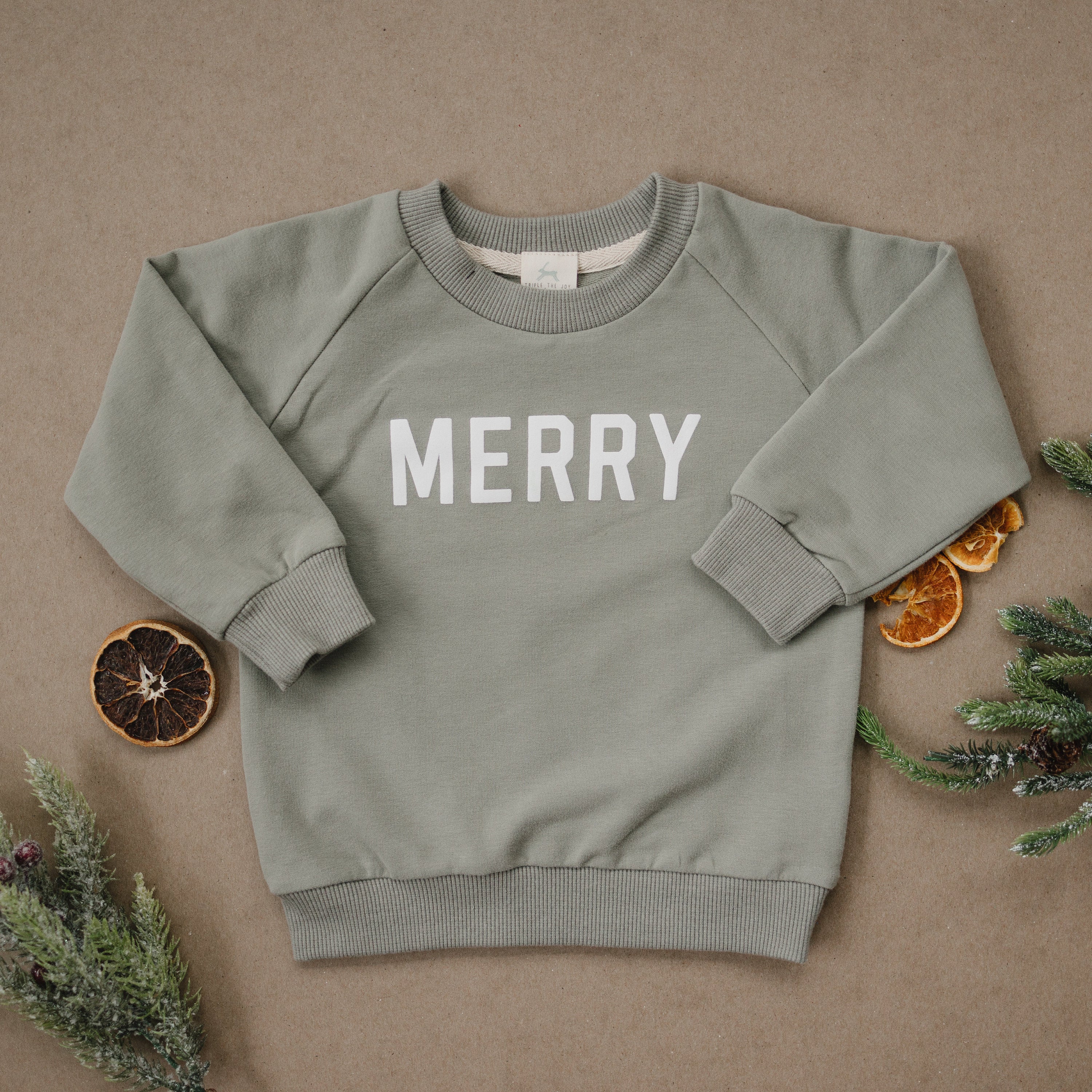 Merry Organic Cotton Crewneck Sweatshirt - Green - 95% Cotton