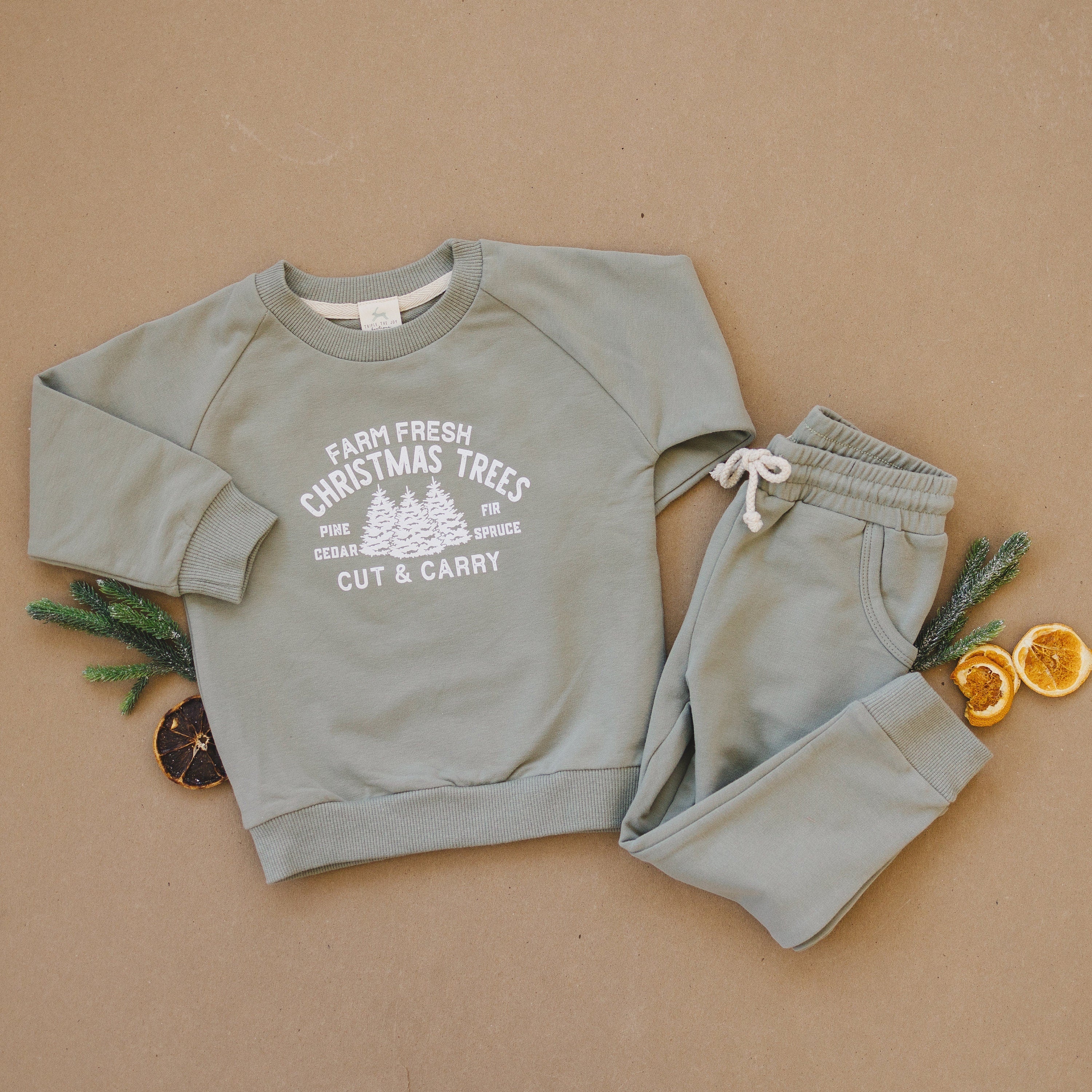 Farm Fresh Christmas Trees Organic Cotton 2pc Jogger Set *3-6 months left - 95%