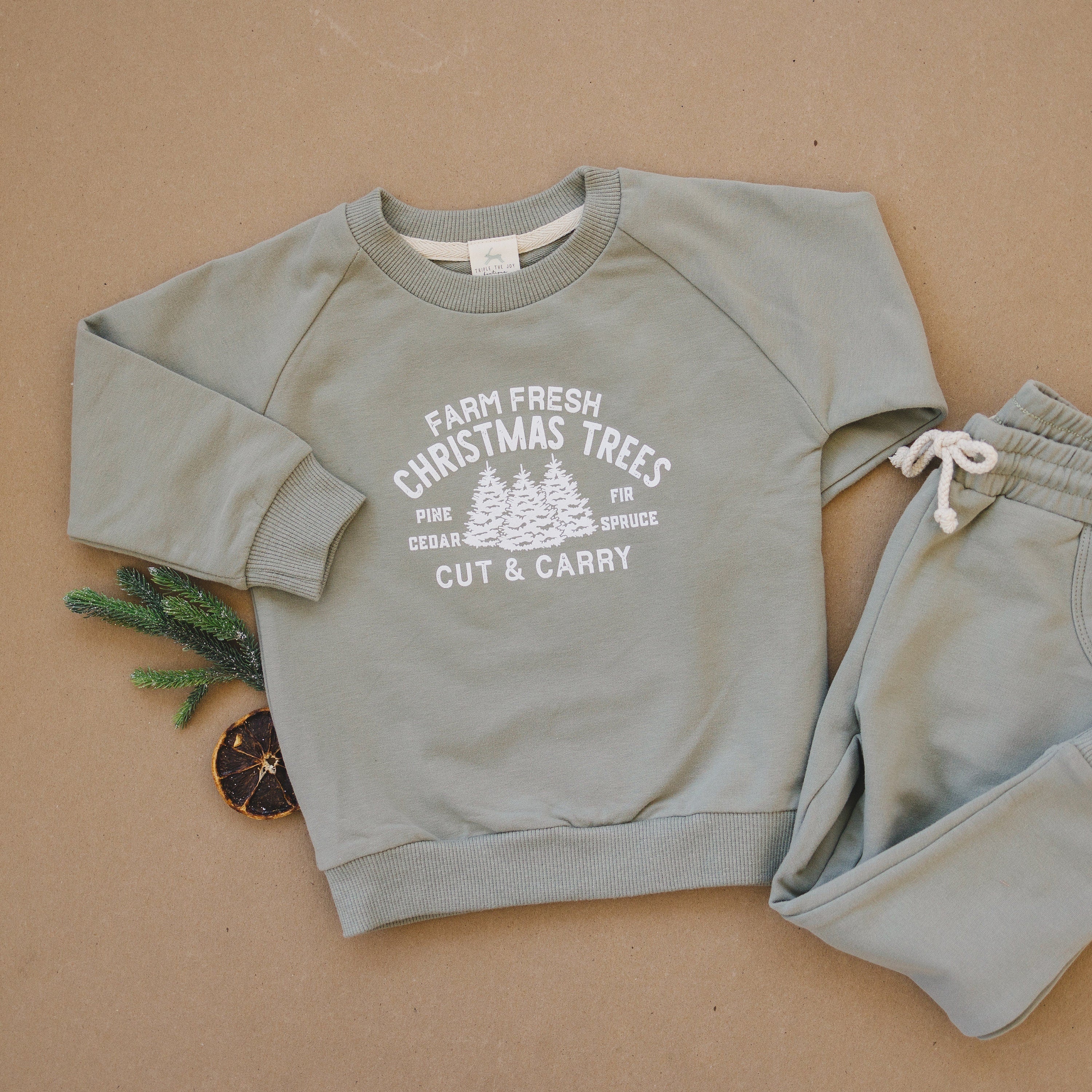 Farm Fresh Christmas Trees Organic Cotton 2pc Jogger Set *3-6 months left - 95%