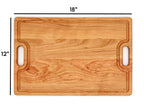 Large Cherry Wood Cutting Board With Juice Groove and Handles 18 x 12 Inches, Cherry Charcuterie Board, Cherry Cheese Board, 100% USA Made