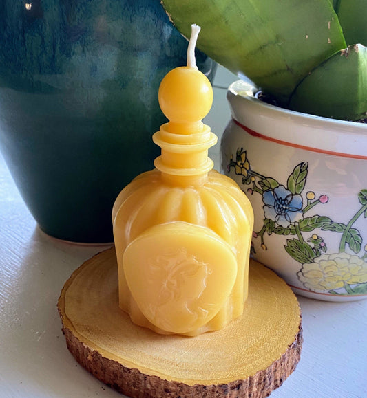 Vintage Perfume Bottle Beeswax Candle