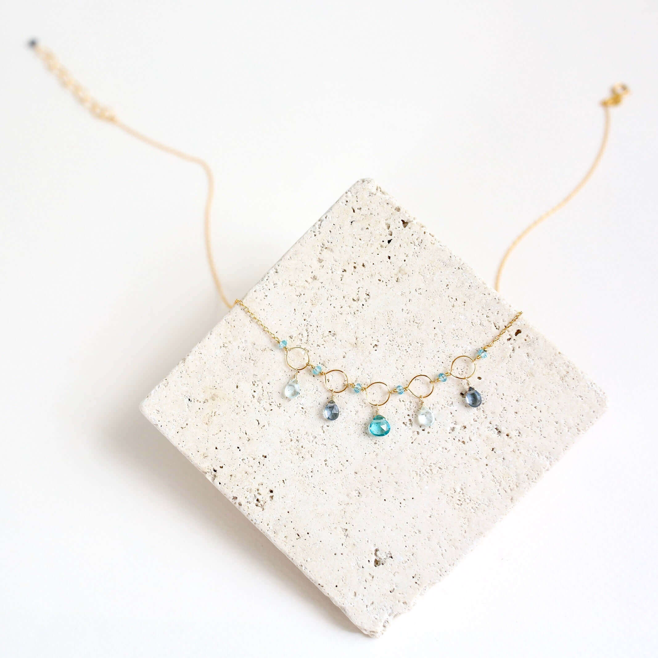 Rainbow Gemstone Mini Sparkler Necklace - Gold