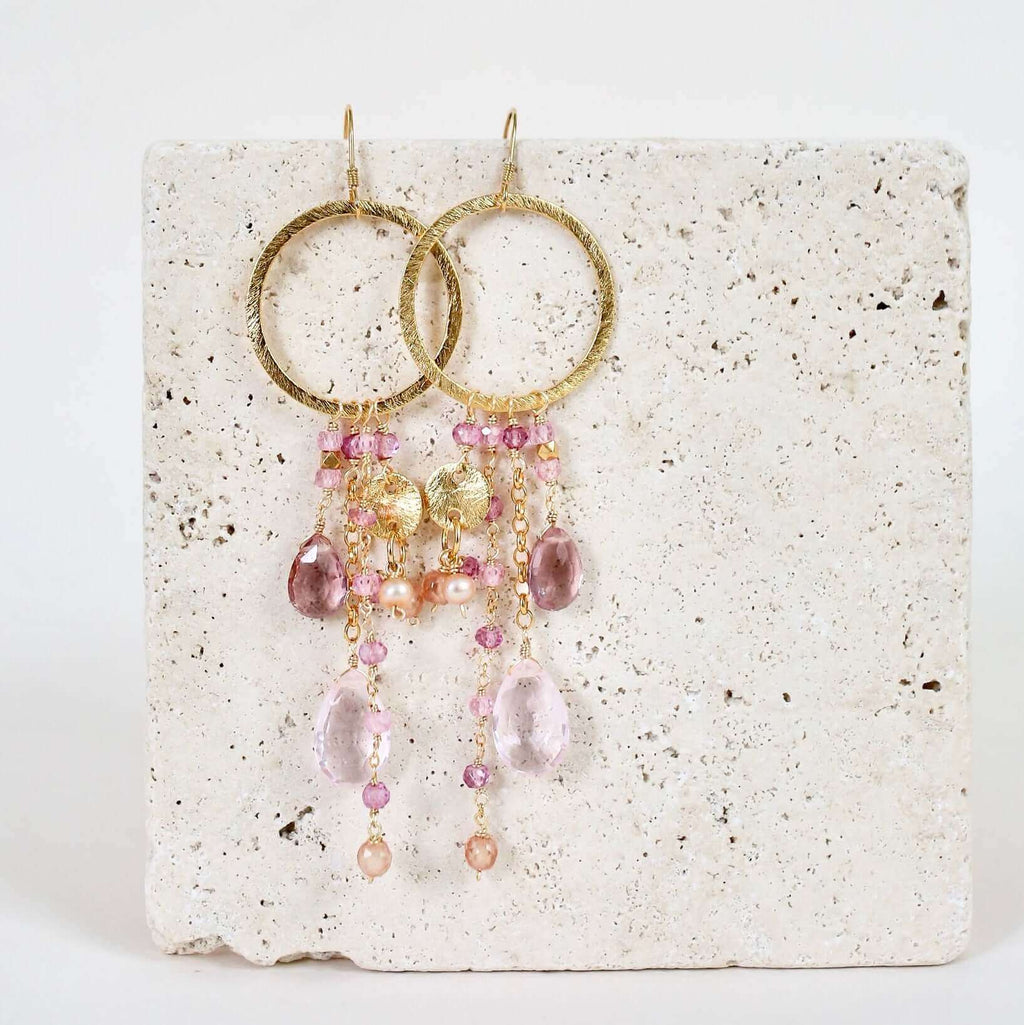 Rose Pink Gemstones Ammil Earrings
