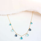 Blue Gemstone Gold Sparkler Necklace