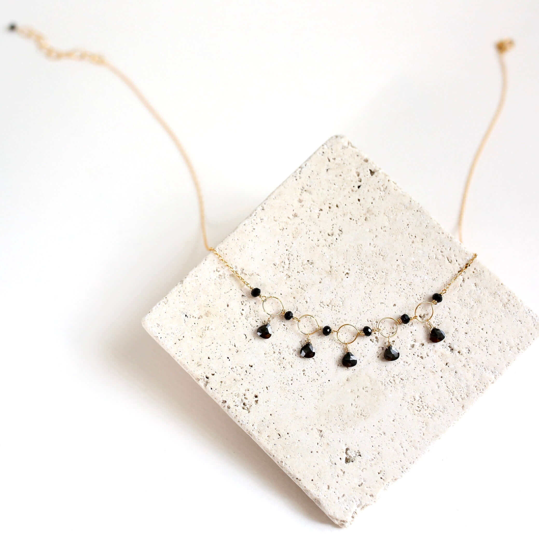 Black Spinel Gemstone Mini Sparkler Necklace