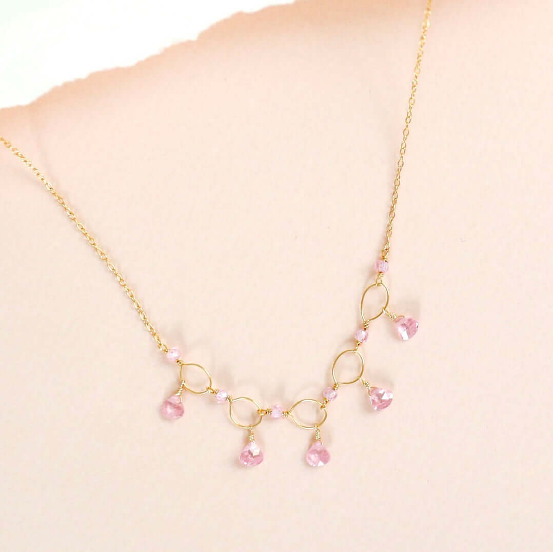 Rainbow Gemstone Mini Sparkler Necklace - Gold