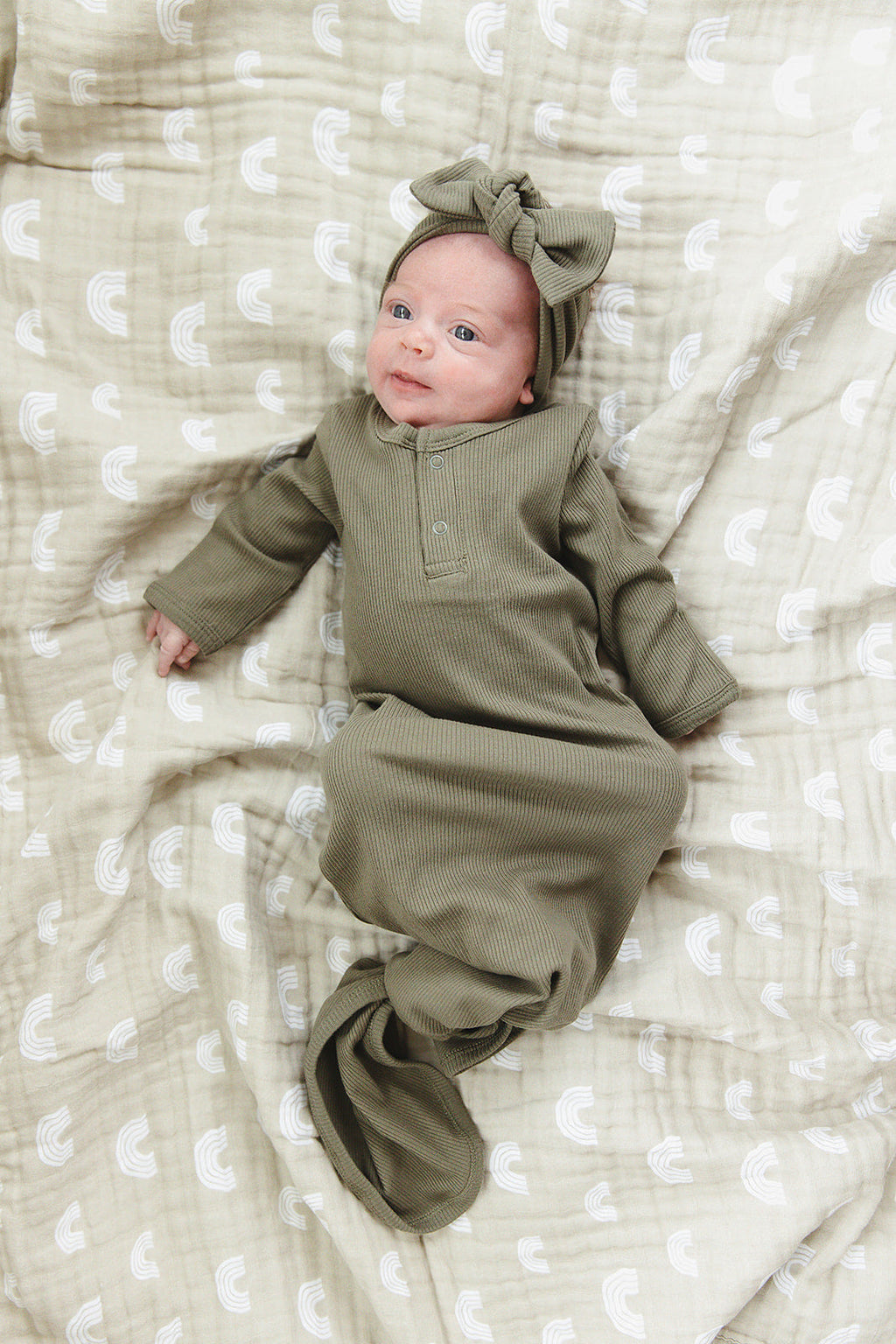 Winter Green Organic Cotton Ribbed Head Wrap- 95% Organic Cotton