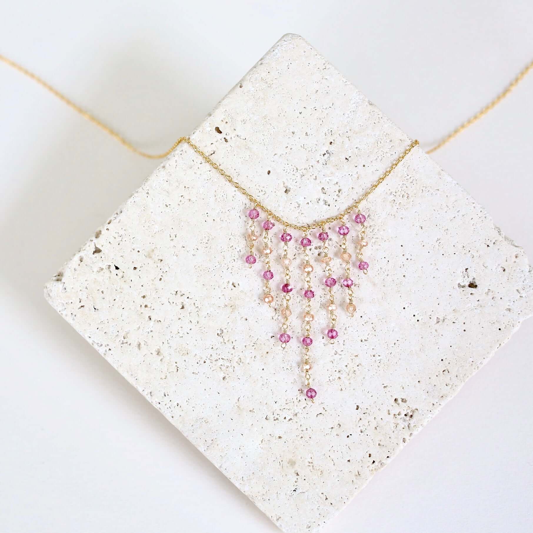Pink Tourmaline Mini Fringe Necklace