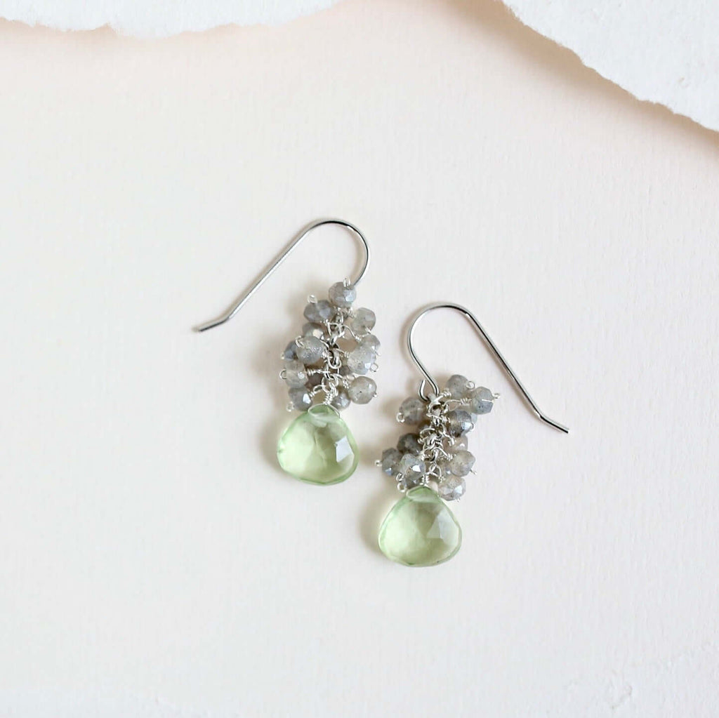 Green Amethyst Silver Drop Earrings