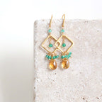The Pixy Earring - Citrine & Green Onyx