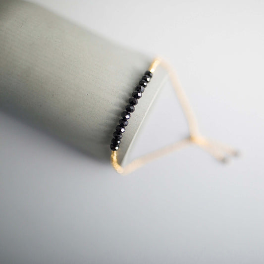 Black Spinel Adjustable Stacking Bracelet