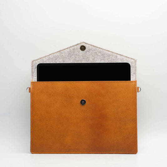 Leather MacBook Bag with Adjustable Strap - The Peony Haus