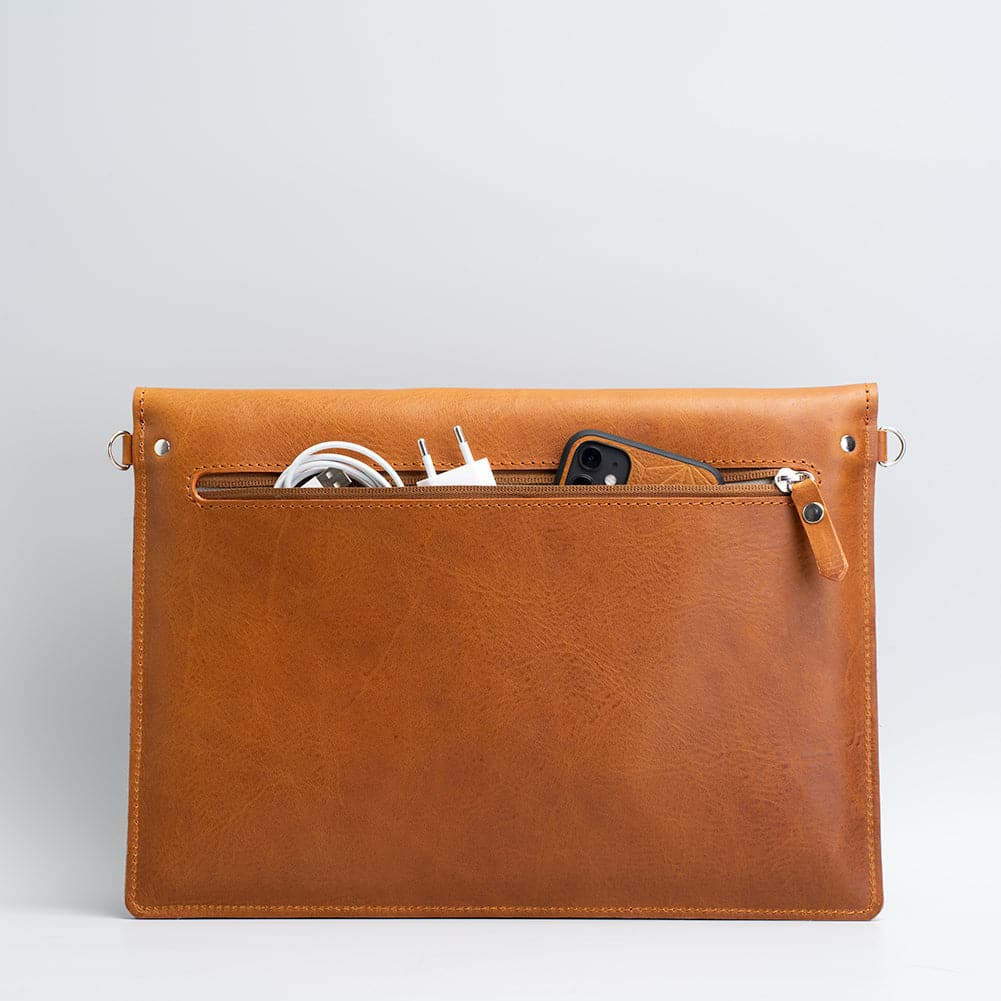 Leather MacBook Bag with Adjustable Strap - The Peony Haus