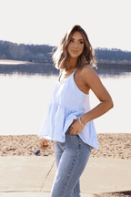 Isla Bay Blue and White Babydoll Stripe Top - FINAL SALE - 98% cotton