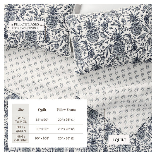Coastal Printed Cotton Quilt Set - Bernice Collection - The Peony Haus