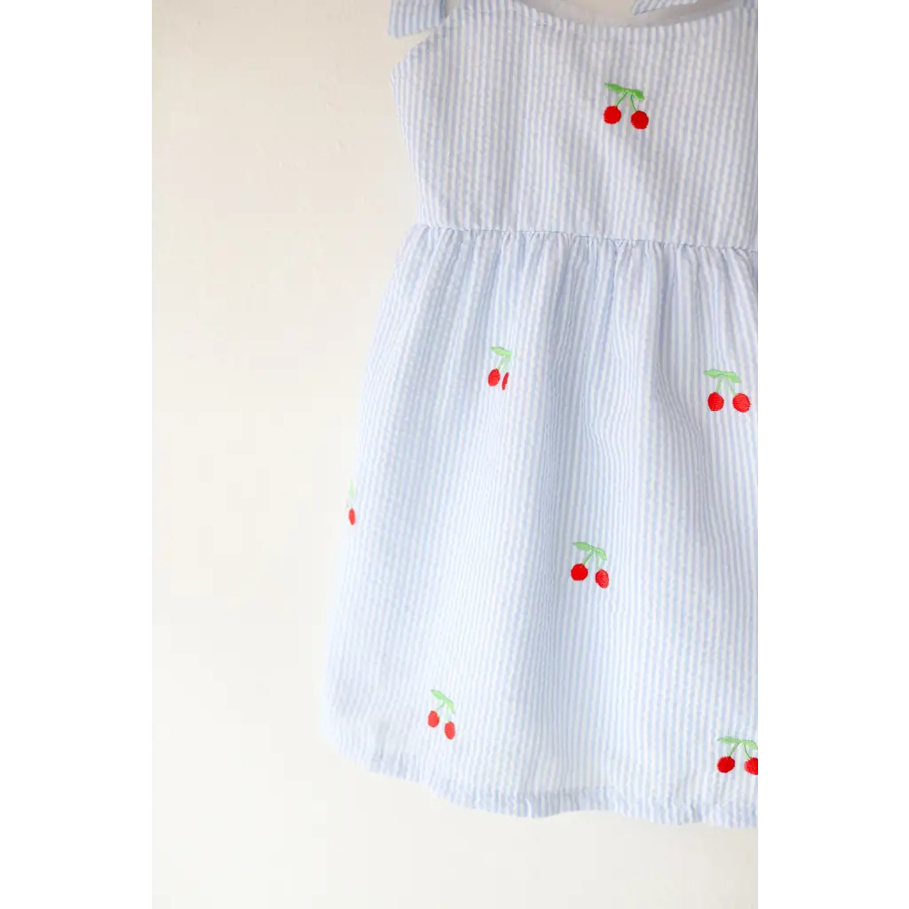 Kids Embroidered Cherry Tie-Strap Dress