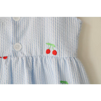 Kids Embroidered Cherry Tie-Strap Dress