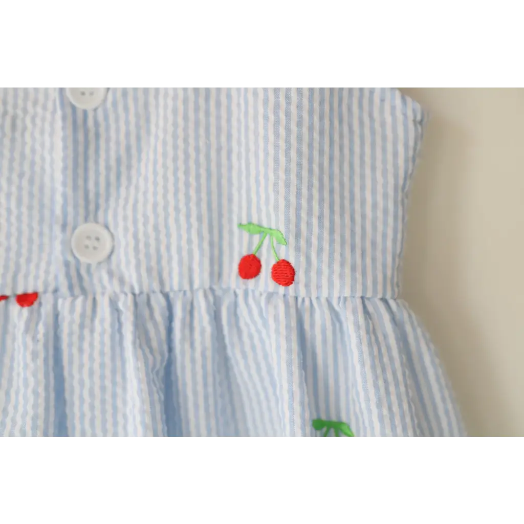 Kids Embroidered Cherry Tie-Strap Dress