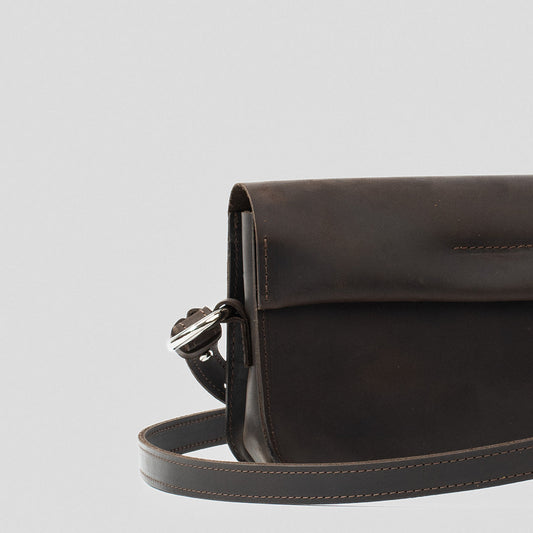 Leather Shoulder Bag (Dark Brown) - The Peony Haus