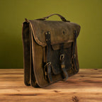 Bovine Leather Twin Strap Laptop Bag - Olive