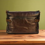 Bovine Leather Buckled Messenger Bag - Brown