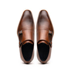 55-103-BRN LEGERRA Hand Burnished Italian Calfskin Monkstrap, Brown