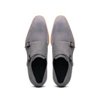 56-105-GRY LEGERRA Sueded Goatskin Monkstrap Grey