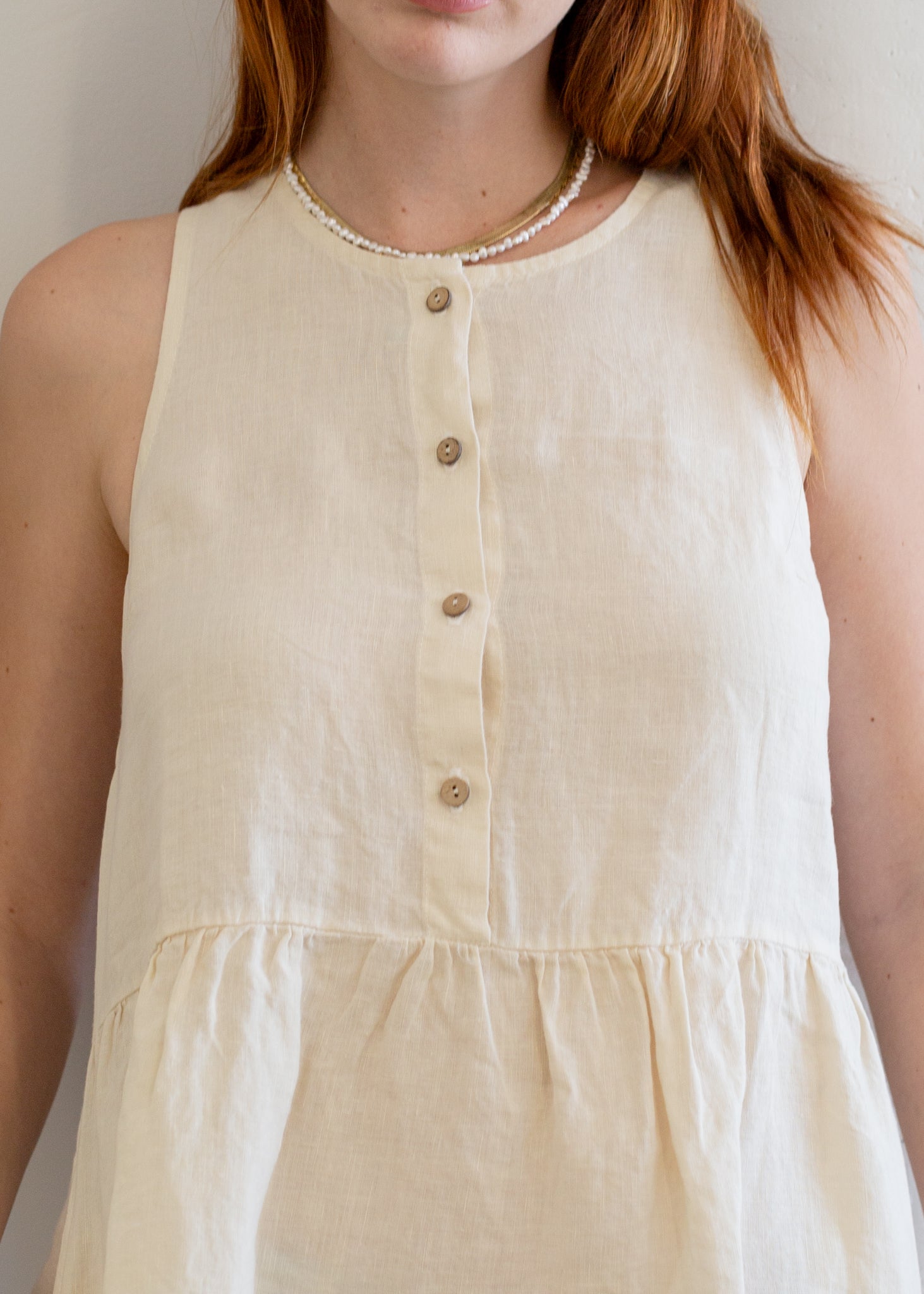 Linen Sleeveless Smock Dress
