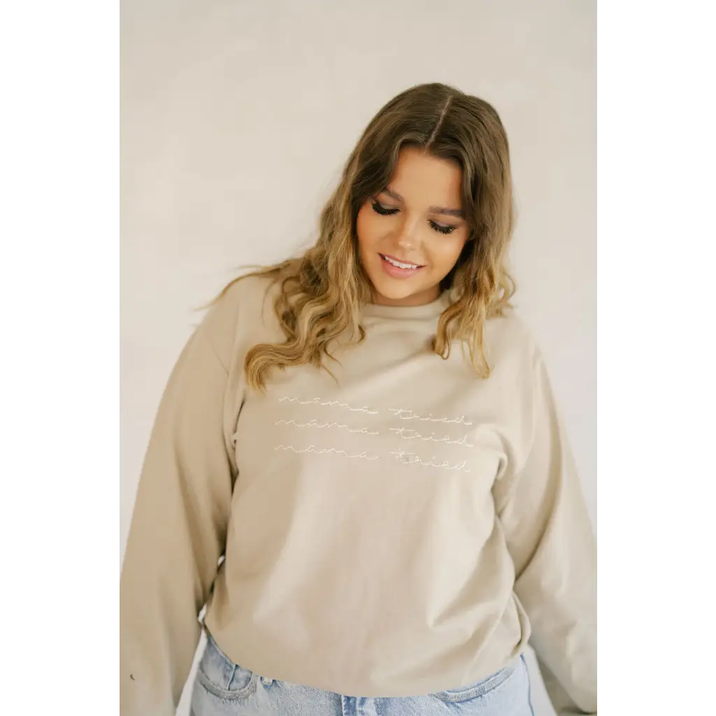 Mama Tried Crewneck Chainstitch Embroidered Sweatshirt for Adults
