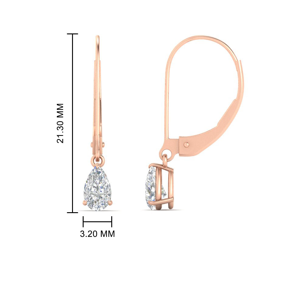 Minimalist Pear Drop Lever Back Earrings