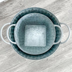 Whitewashed Woven Metal Baskets, Set of 2