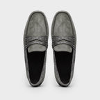 31-160-GRY MONZA Sueded Calfskin with Crocodile Driver, Grey