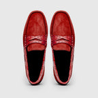 31-160-RED MONZA Sueded Calfskin with Crocodile Driver, Red