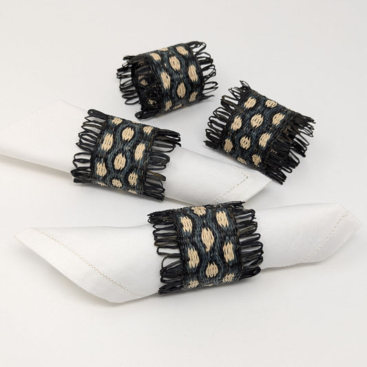 Cardwoven Raffia Napkin Ring (Set of 4) - Black