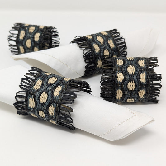 Cardwoven Raffia Napkin Ring (Set of 4) - Black