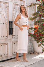 Natural Crochet Tie Front Maxi Skirt - FINAL SALE