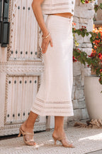 Natural Crochet Tie Front Maxi Skirt - FINAL SALE