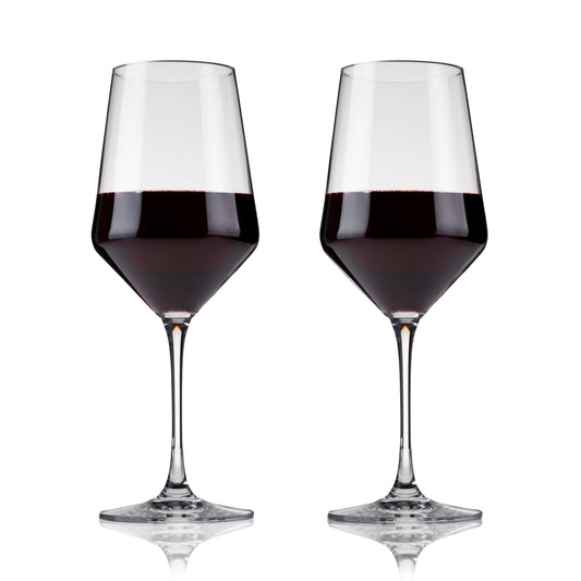 Raye Angled Crystal Bordeaux Glasses Set of 2
