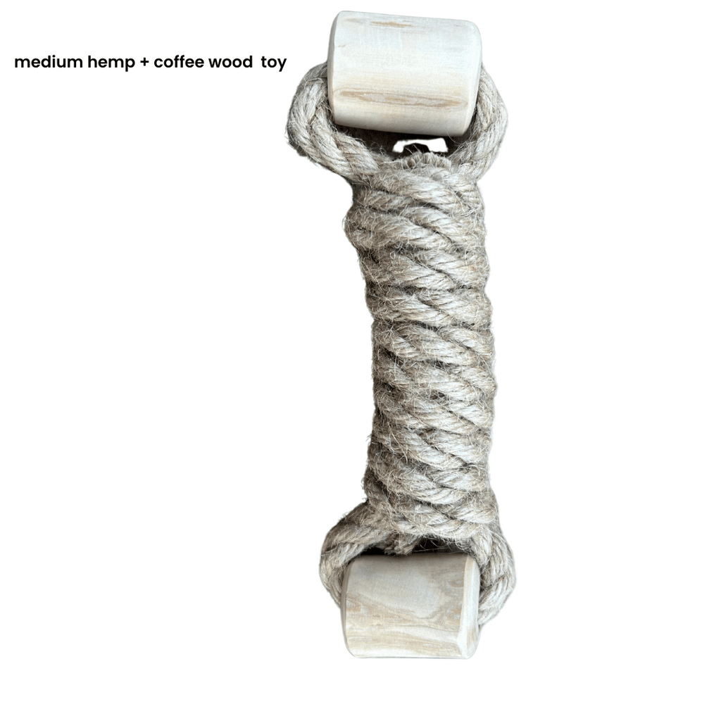 hemp rope + coffee wood toy - The Peony Haus