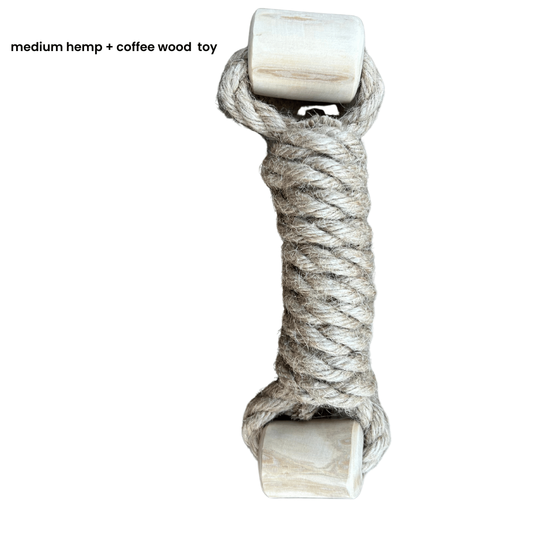 hemp rope + coffee wood toy - The Peony Haus