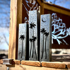 Palm Trees Under the Stars Luminary Pillars w/ Solar Cap | 12-inch, 14-inch, 16-inch